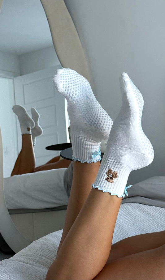 NEW - Baby Blue Teddy Bear Grip Socks x Anastasia Vagner