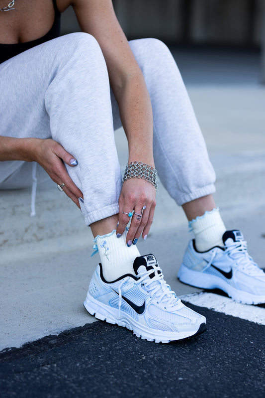 Blue "Forget Me Not" Pilates  & Yoga Grip Socks