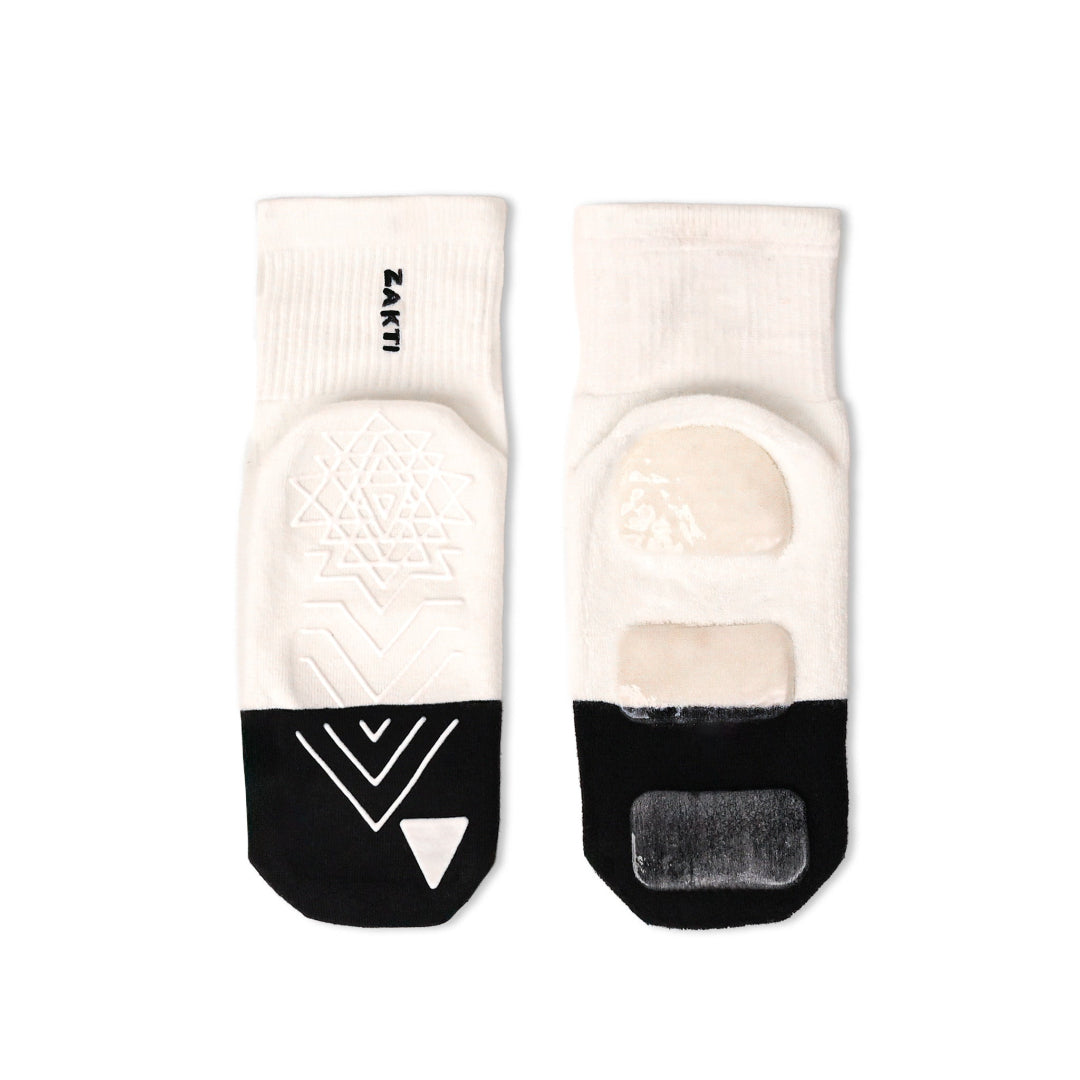 Blue Floral Pilates Grip Socks with Silicon Squish