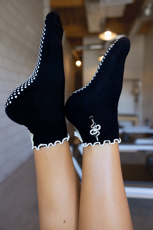 Black Celestial Snake Pilates Grip Socks