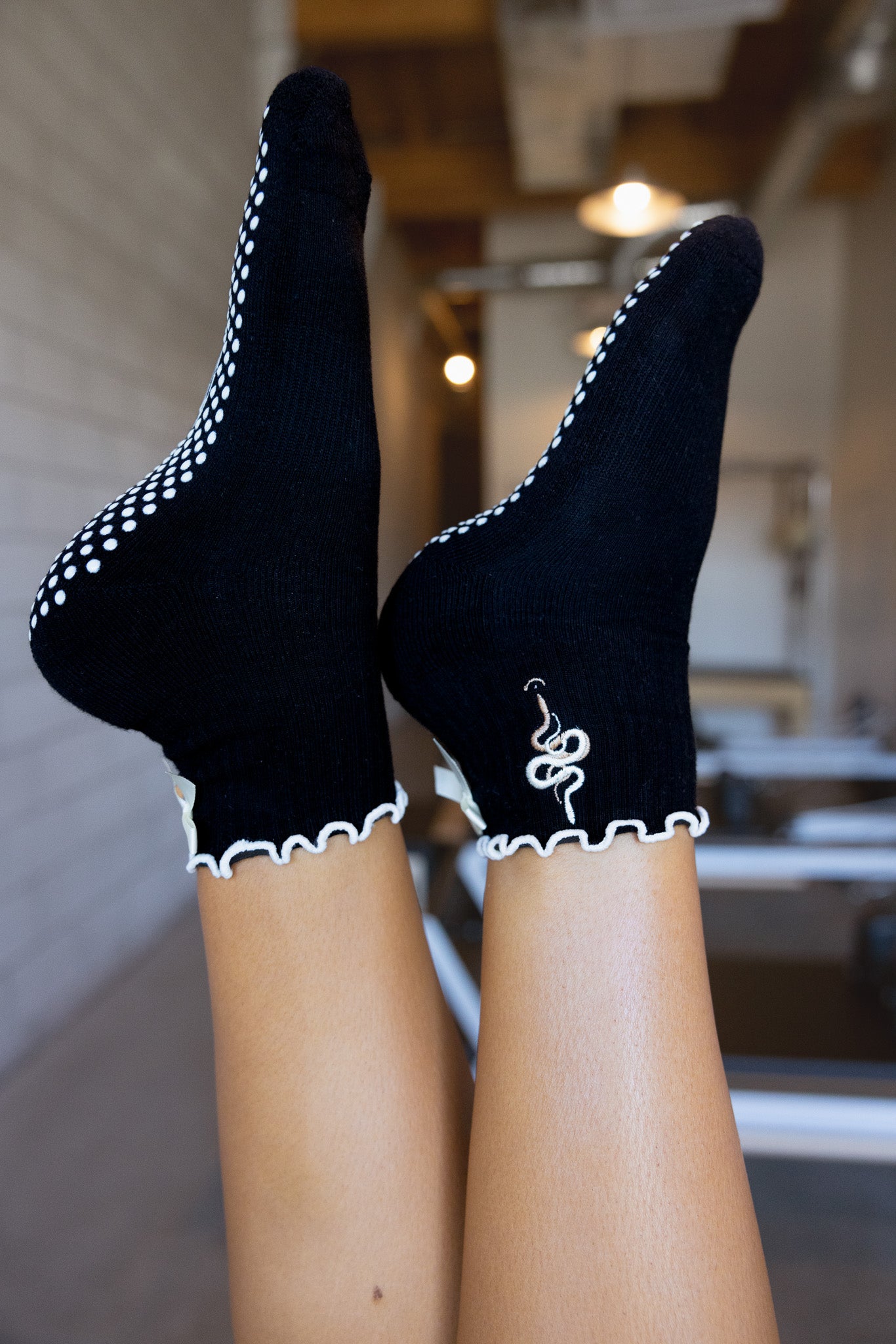 Black Celestial Snake Pilates Grip Socks