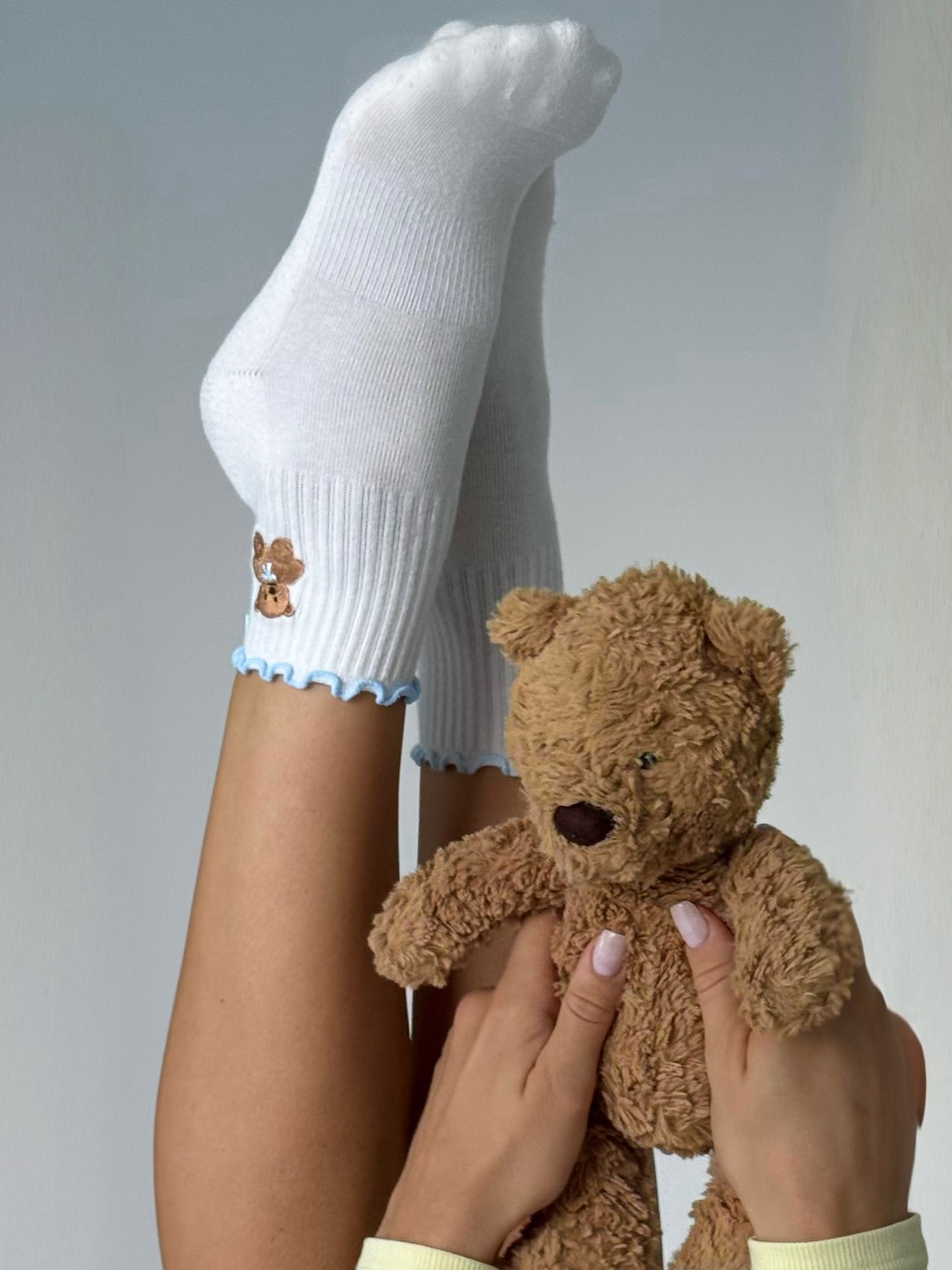 NEW - Baby Blue Teddy Bear Grip Socks x Anastasia Vagner