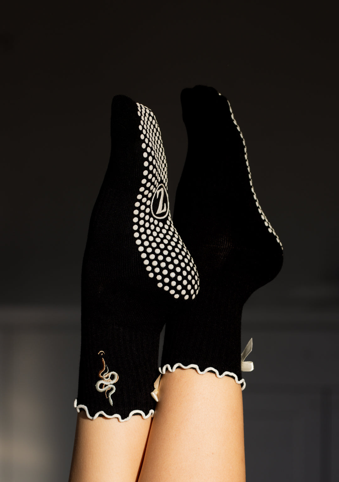 Black Celestial Snake Pilates Grip Socks