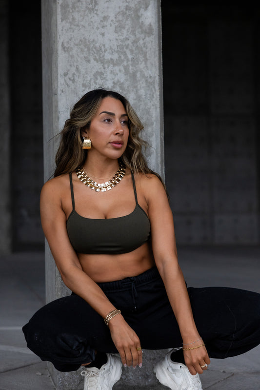 NEW Olive Open Back Bra